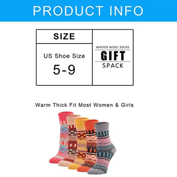 Womens 5 Pairs Vintage Style Thick Crew Socks - Picture 8 of 8